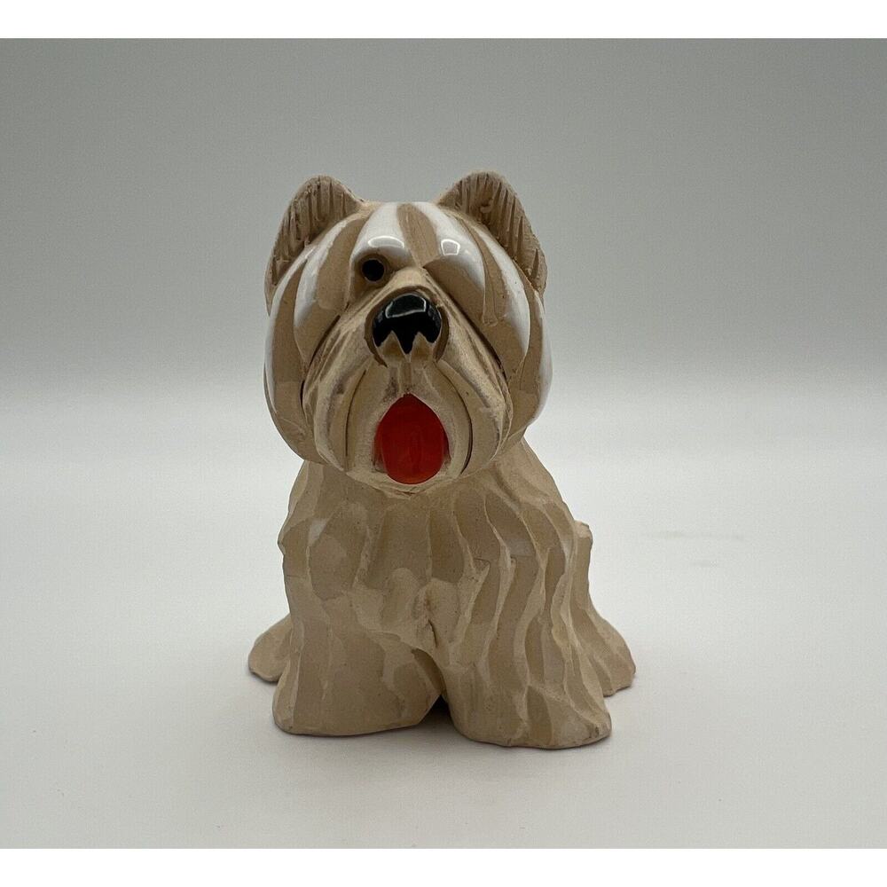 Artesania Rinconada 3” Shaggy White West Highland Terrier Dog Figurine Uruguay